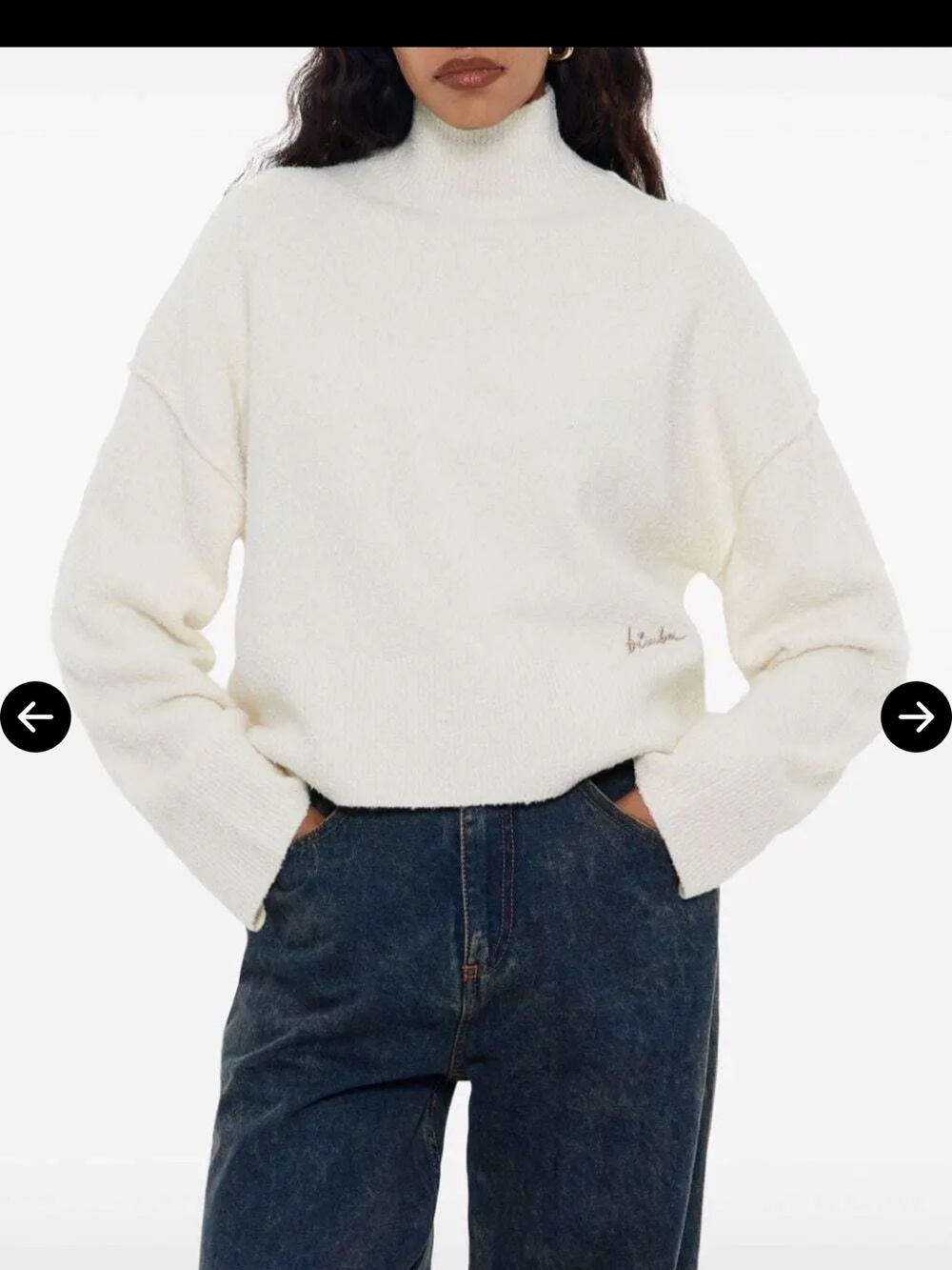 Bimba y Lola Boxy Knit Jumper Beige Cotton Blend Small